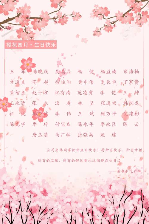 【生日祝?！抗ё?月生日的員工生日快樂！