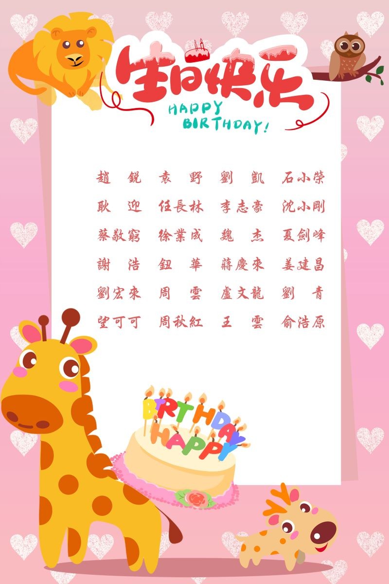 【生日祝福】恭祝08月生日的員工生日快樂！